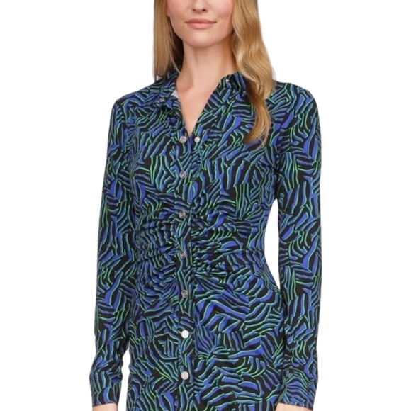 NWT Michael Kors Women's Zebra-Print Ruched Mini Dress Sizes (M,XL) - Picture 3 of 5